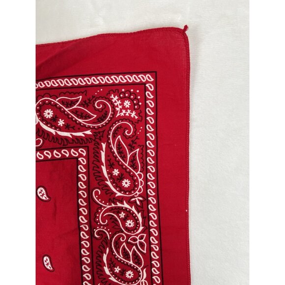 Vintage Wamcraft Bandana Red Paisley Handkerchief USA Made Western Cowboy - Picture 5 of 8